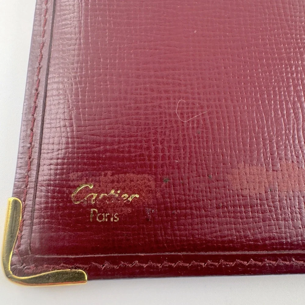 Cartier Wallet Long Bifold Wallet Must de Cartier Burgundy Gold Corners Vintage - Picture 5 of 16